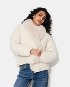 Blouson boule grand col fausse fourrure