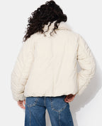 Blouson boule grand col fausse fourrure