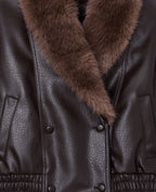 Blouson en simili grand col fausse fourrure
