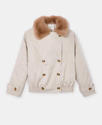 Blouson esprit trench avec col fourrure