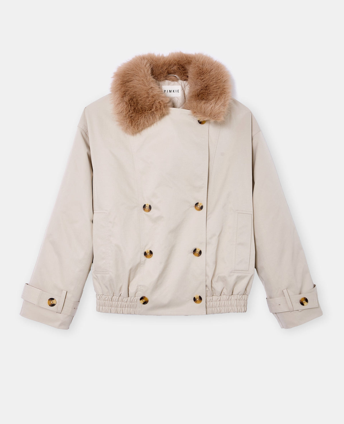 Blouson esprit trench avec col fourrure