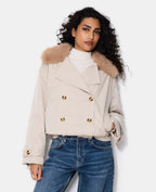 Blouson esprit trench avec col fourrure