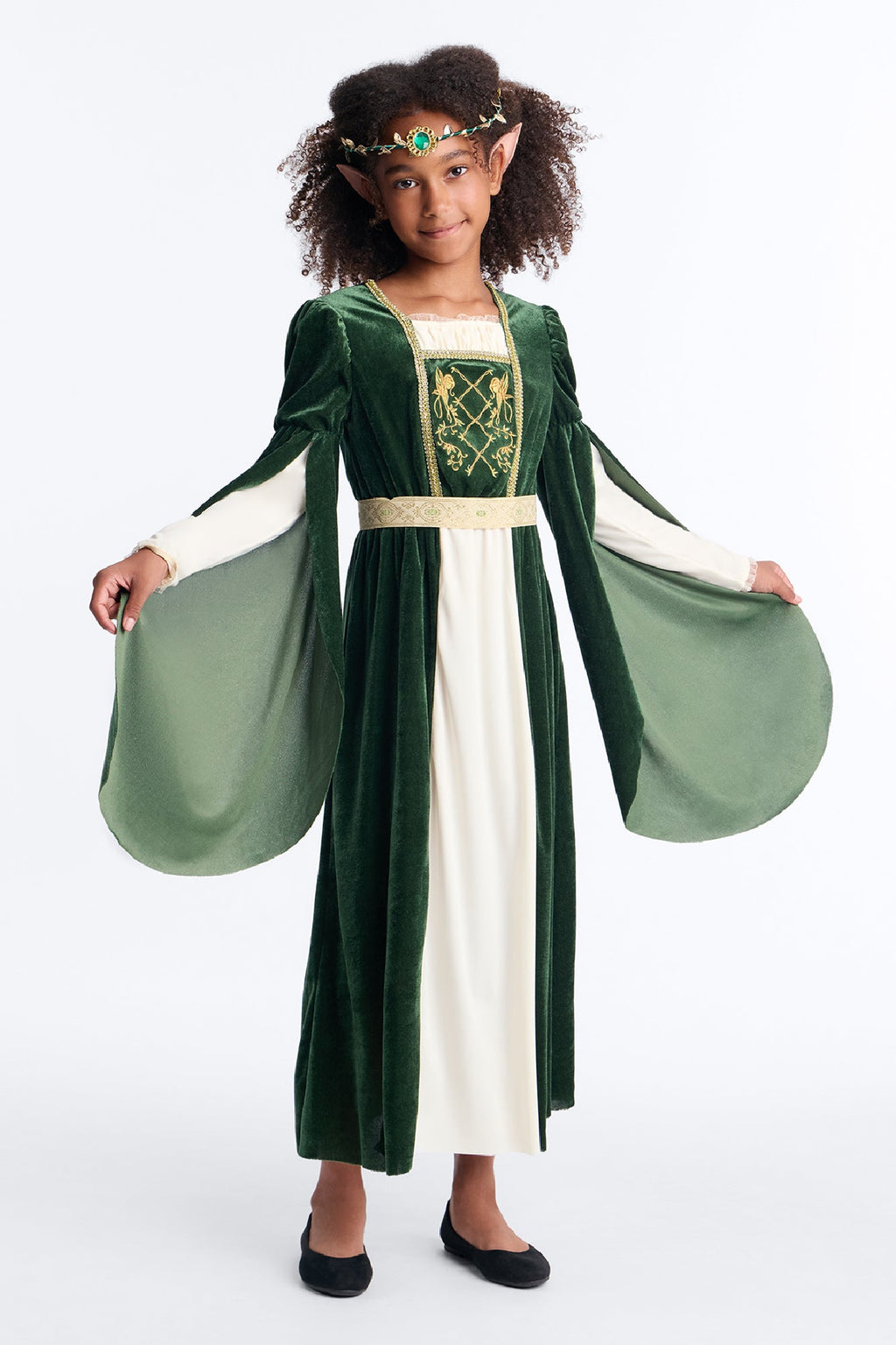 Costume de mini-princesse elfe Renaissance - Vert/combinaison