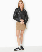 Blouson biker court en simili cuir