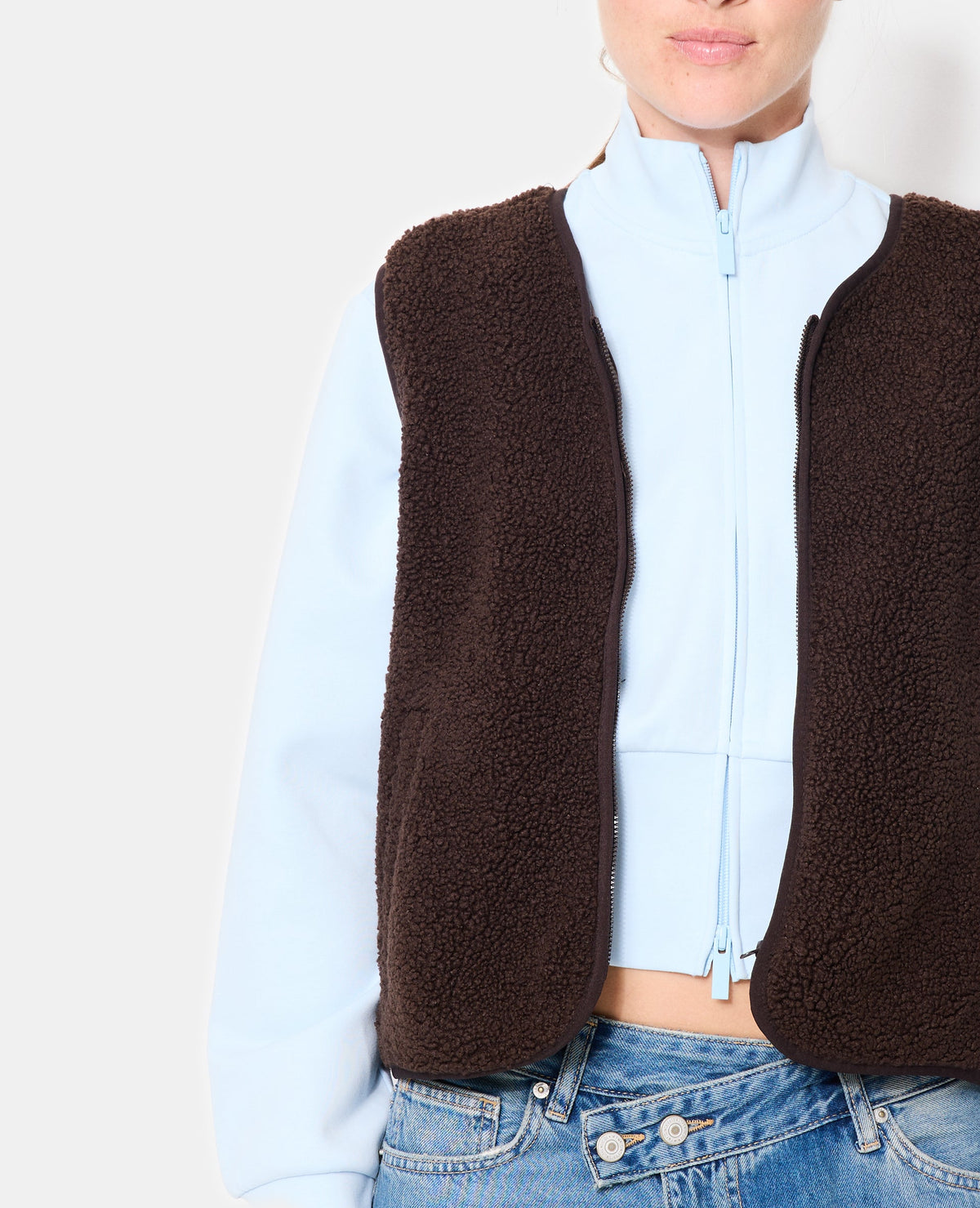 Veste sans manches zippée en sherpa