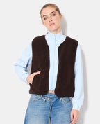 Veste sans manches zippée en sherpa