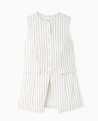 Veste longue sans manche avec fines rayures