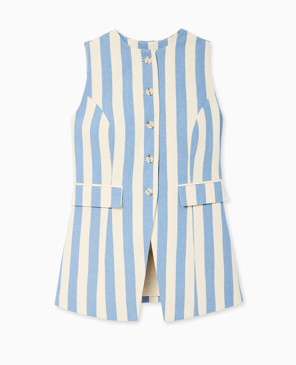 Veste longue sans manche avec rayures