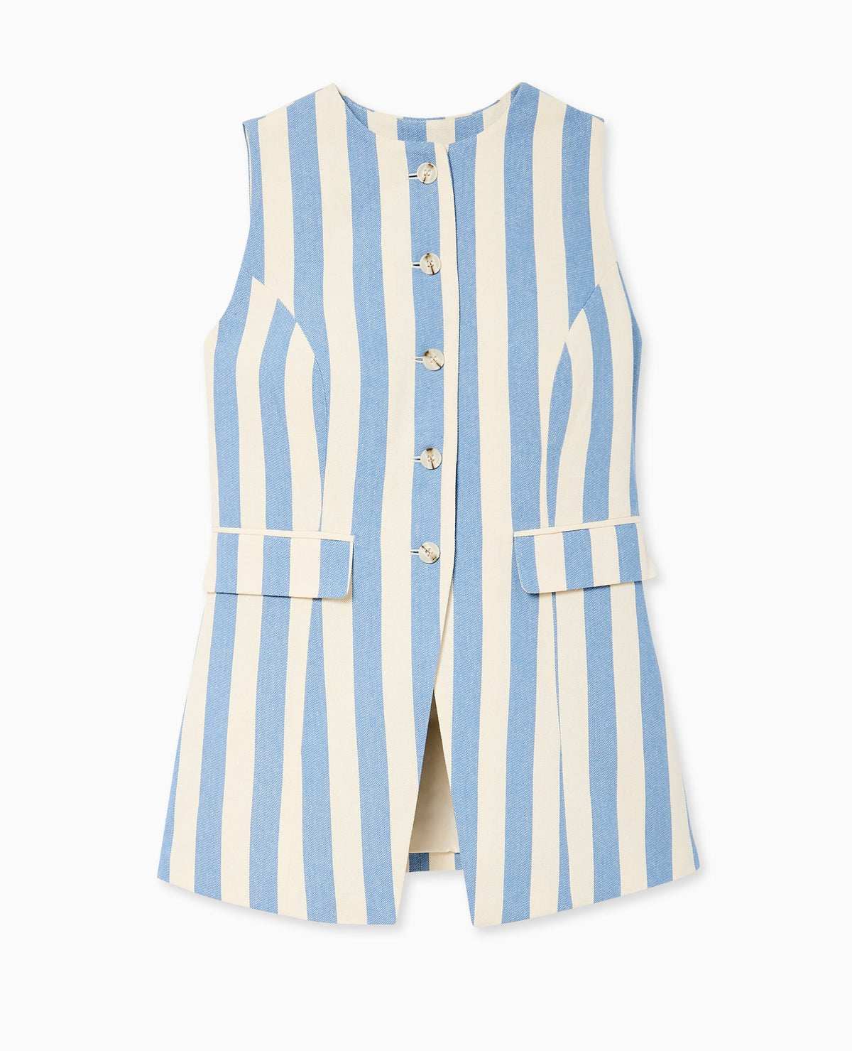 Veste longue sans manche avec rayures