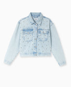 Veste en jean avec cœurs métalliques