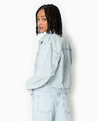 Veste en jean avec cœurs métalliques