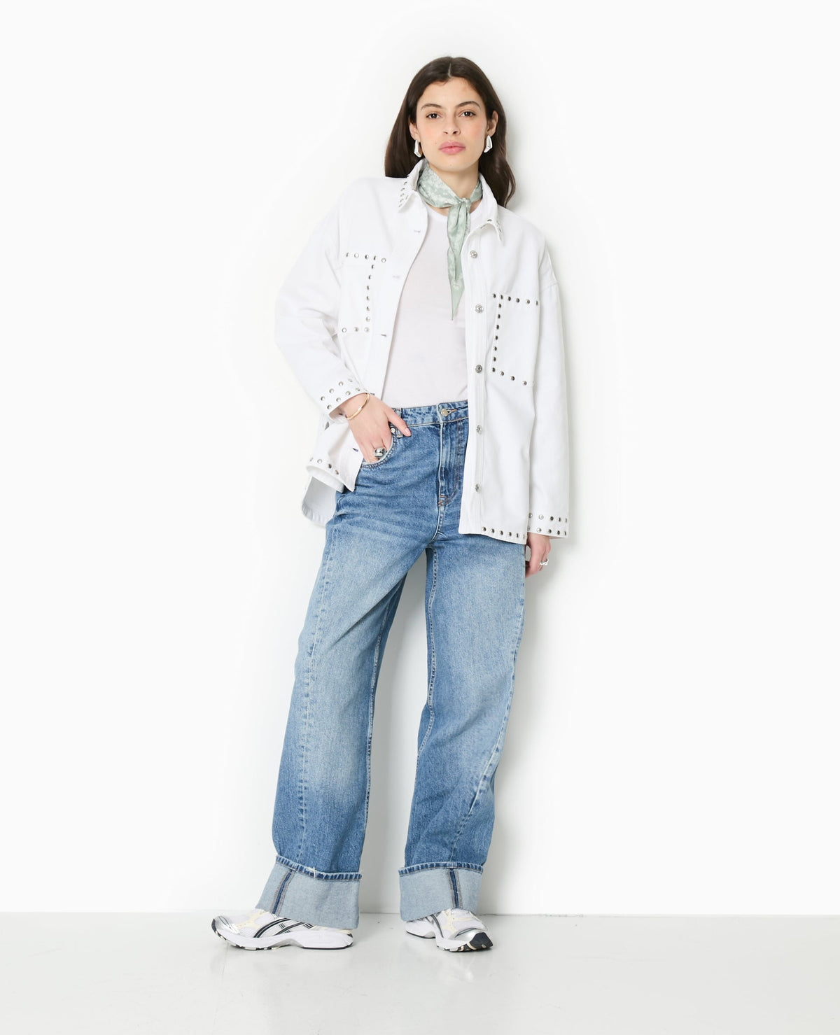 Veste oversize en toile avec clous
