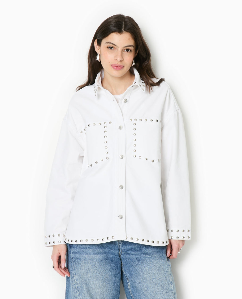 Veste oversize en toile avec clous