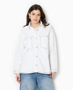 Veste oversize en toile avec clous