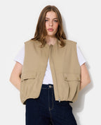 Blouson sans manches zippée avec effet bouffant