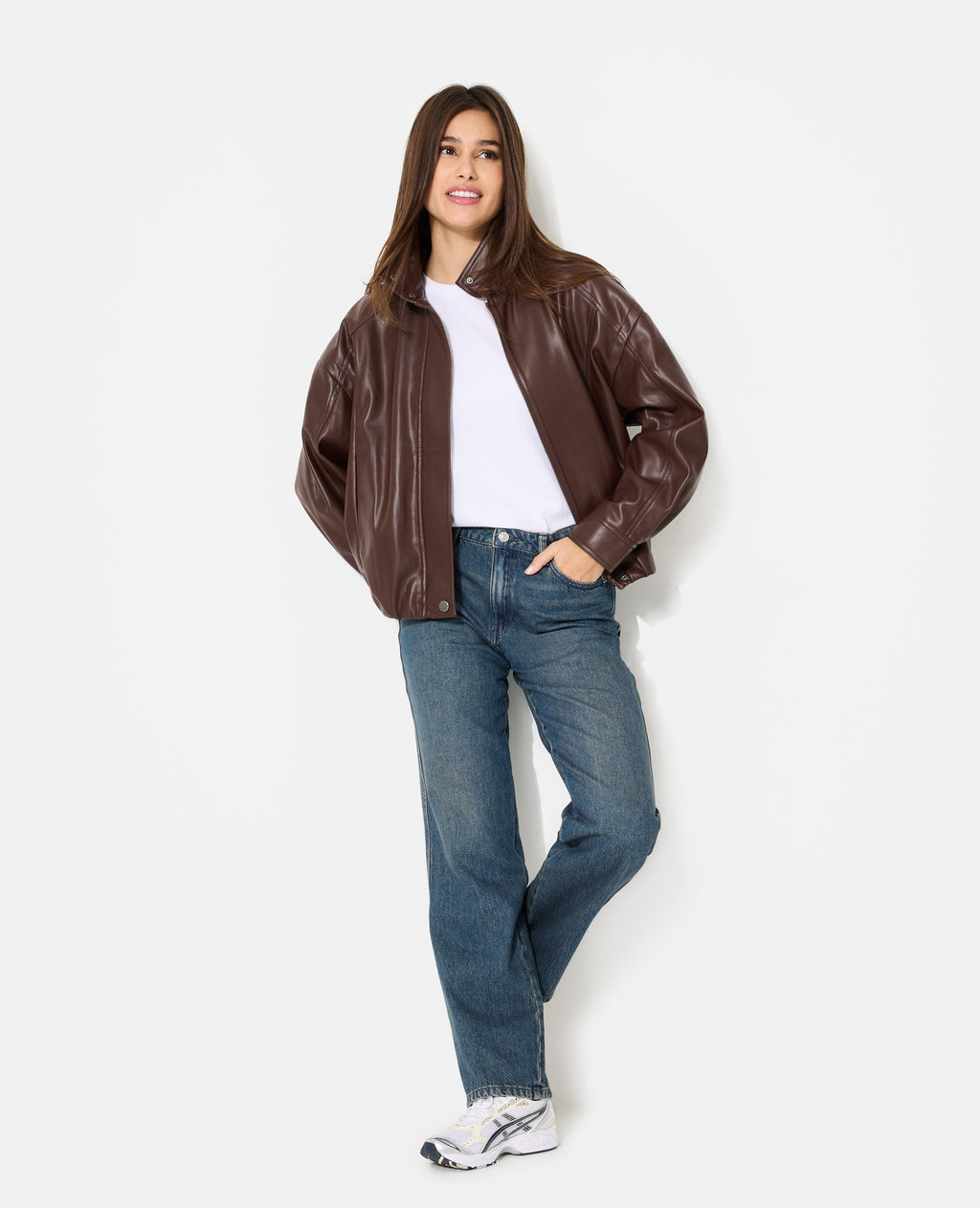 Blouson boule en simili avec col montant