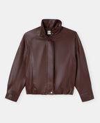 Blouson boule en simili avec col montant