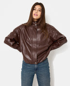 Blouson boule en simili avec col montant