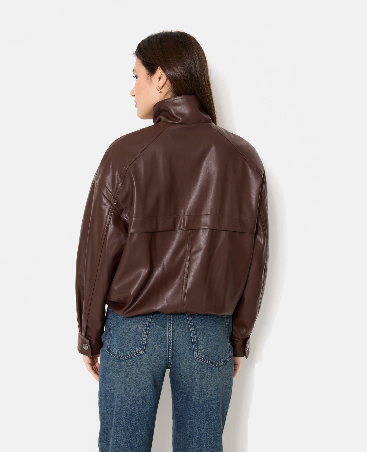 Blouson boule en simili avec col montant