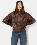 Blouson boule en simili avec col montant
