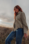 Blouson boule effet trench avec col montant