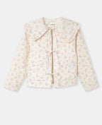 Veste matelassée motifs fleurs avec grand col