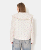 Veste matelassée motifs fleurs avec grand col
