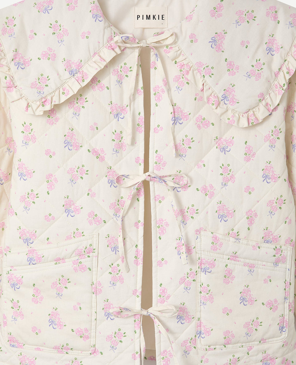 Veste matelassée motifs fleurs avec grand col