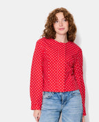 Veste cintrée manches ballons motif pois