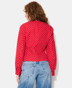 Veste cintrée manches ballons motif pois