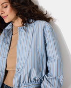 Blouson court rayé avec col nœud