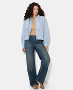 Blouson court rayé avec col nœud