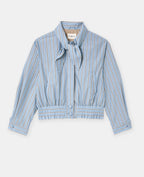 Blouson court rayé avec col nœud