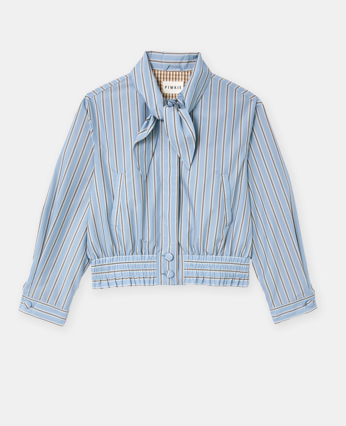 Blouson court rayé avec col nœud