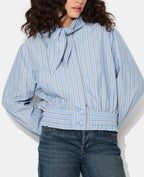Blouson court rayé avec col nœud