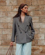 Veste blazer oversize fines rayures