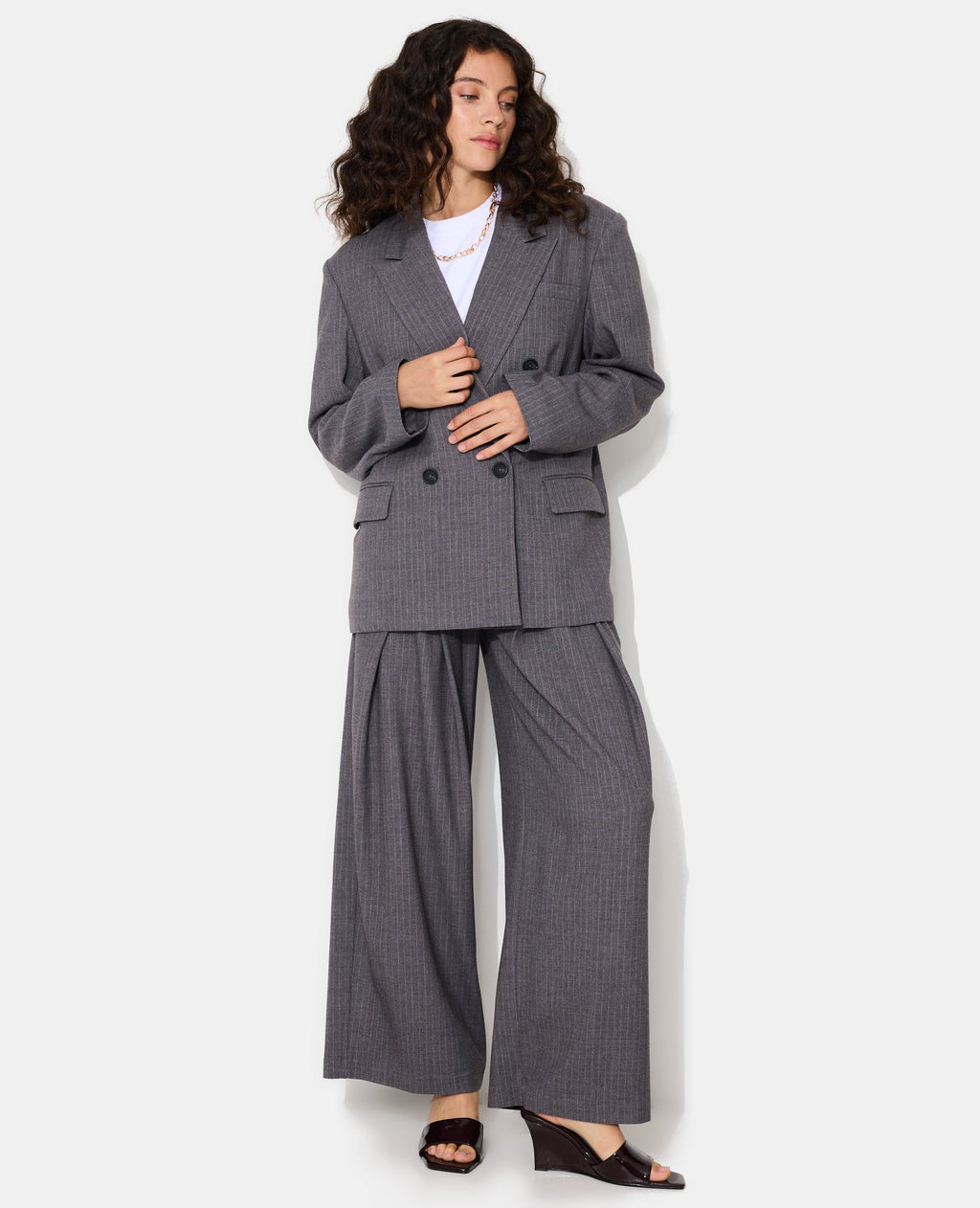Veste blazer oversize fines rayures