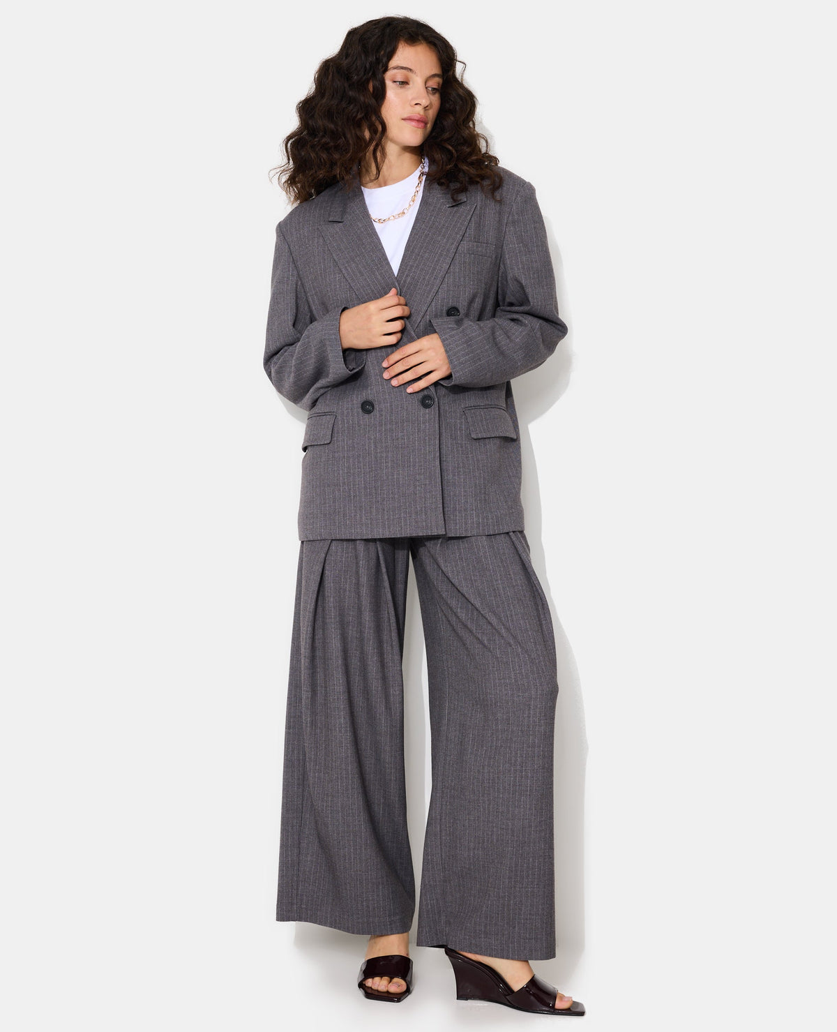 Veste blazer oversize fines rayures