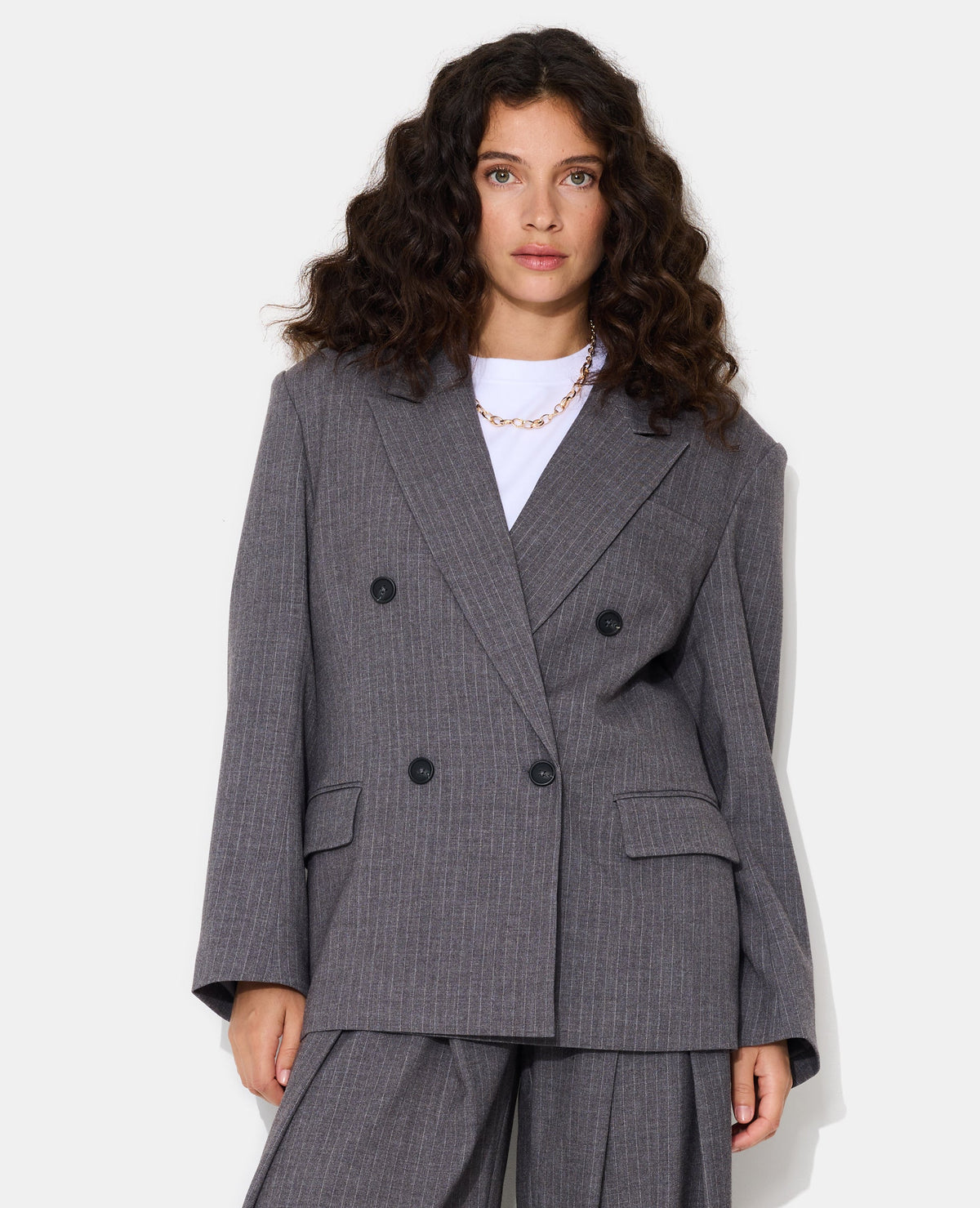 Veste blazer oversize fines rayures