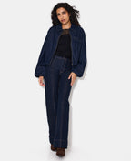 Veste boule en jean avec col chemise