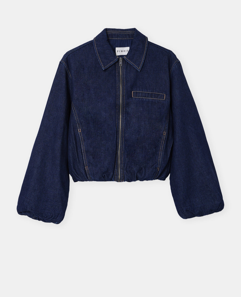 Veste boule en jean avec col chemise