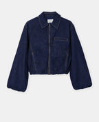 Veste boule en jean avec col chemise
