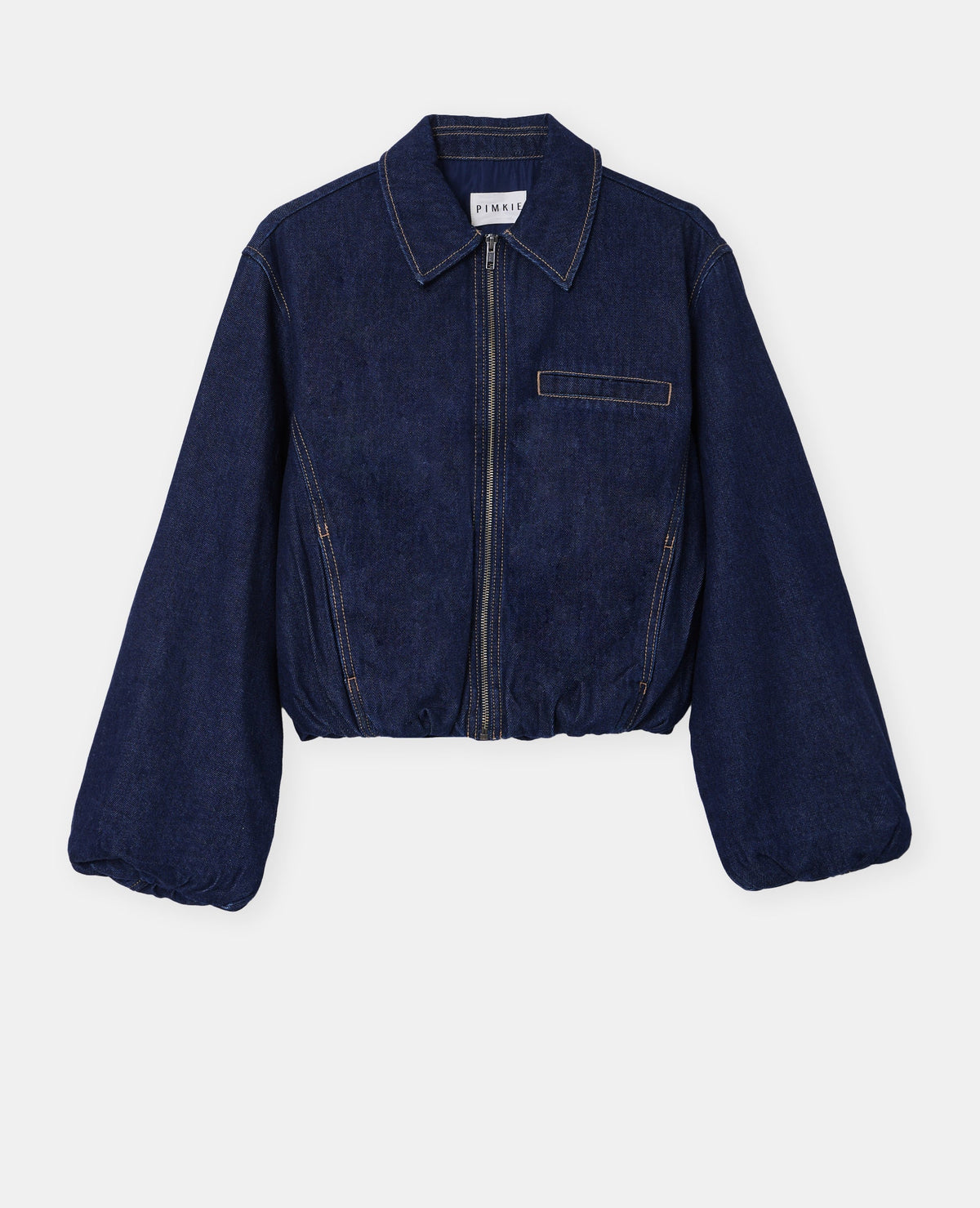 Veste boule en jean avec col chemise