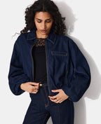 Veste boule en jean avec col chemise