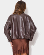Blouson en simili forme vintage avec col montant