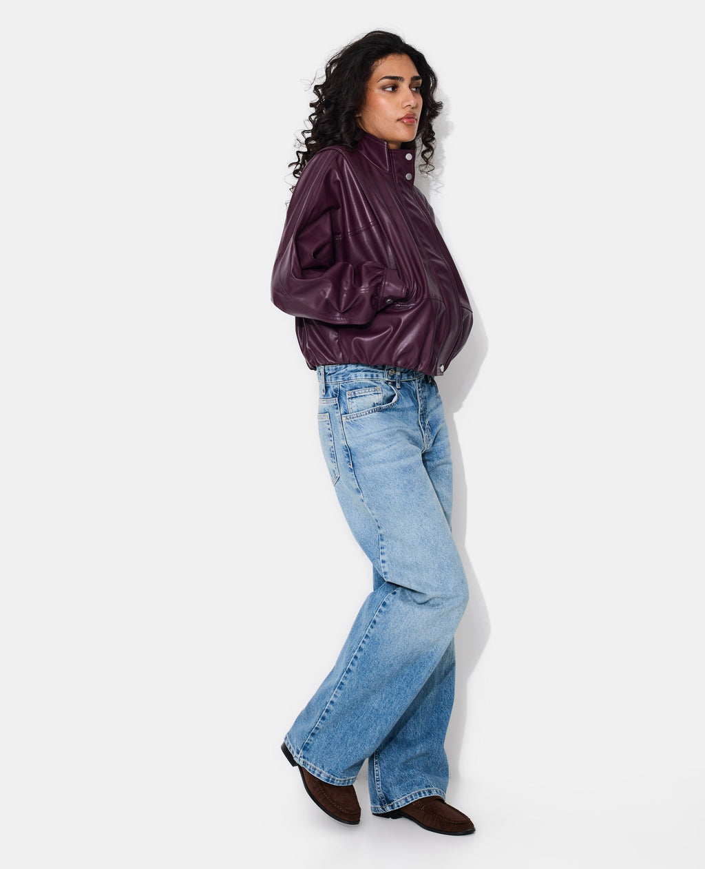 Veste en simili col montant