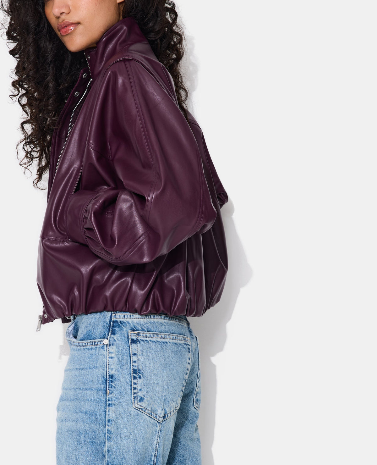 Veste en simili col montant