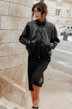 Veste en simili col montant