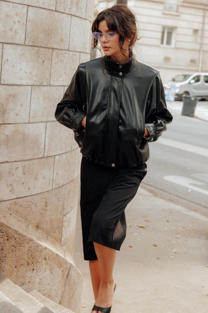 Veste en simili col montant