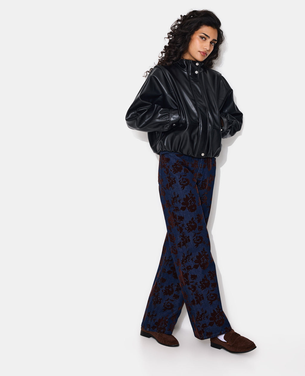 Veste en simili col montant